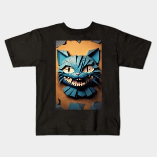 Cool cat portrait Paper art style Kids T-Shirt